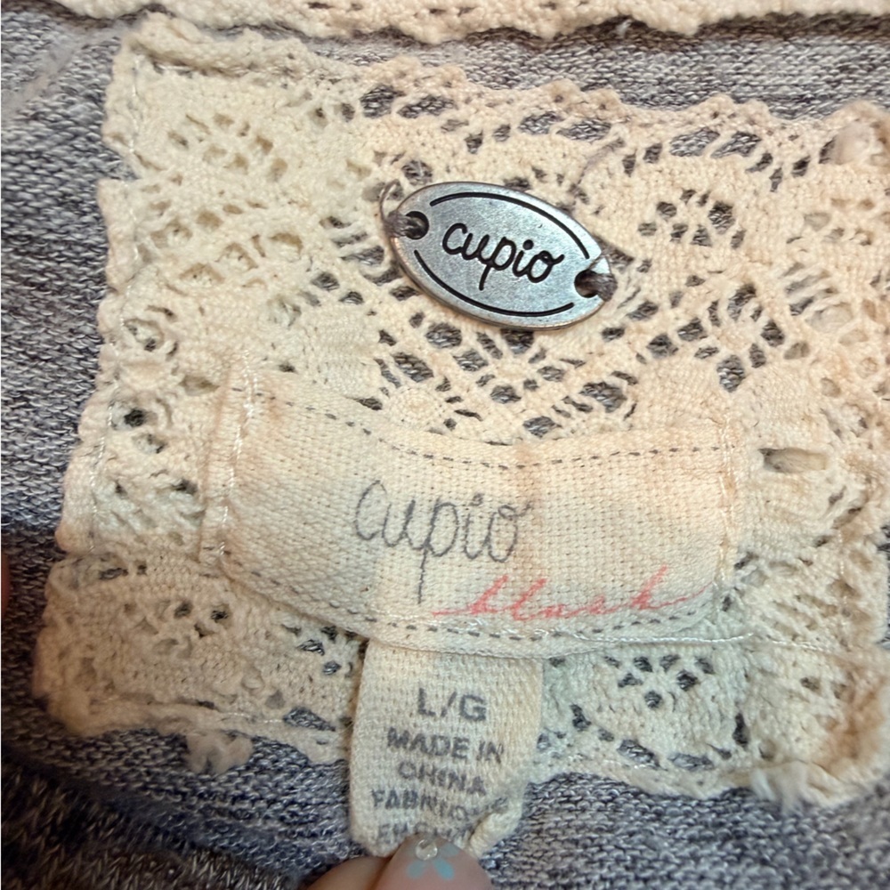Cupio Marled Knit V Neck Top Size Large Long Sleeve Soft Stretch - Picture 4 of 8